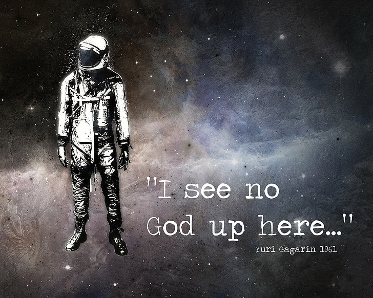 I See No God Up Here quotes wallpaper, atheism, text, western script, HD wallpaper