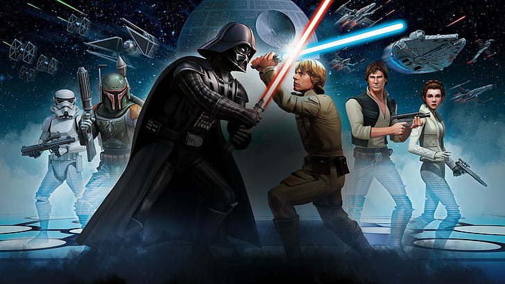 Video Game, Star Wars: Galaxy of Heroes, Boba Fett, Darth Vader, HD wallpaper