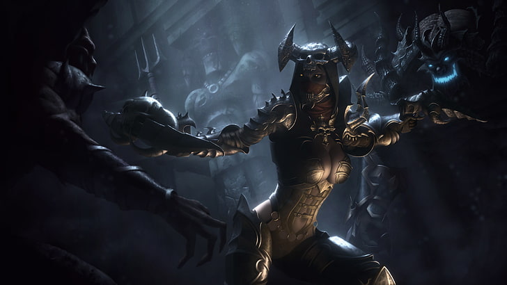 Diablo 3 Demon Hunter Natalya digital wallpaper, girl, weapons