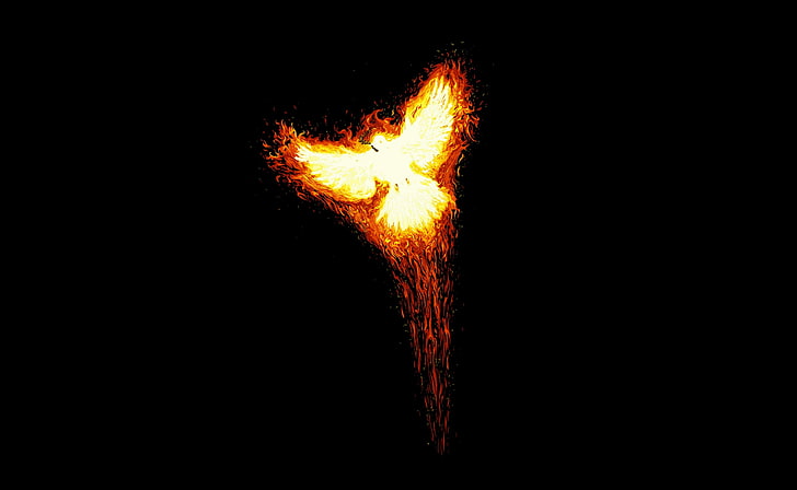 Wallpaper fire, minimalism, bird, phoenix, artificial intelligence images  for desktop, section арт - download