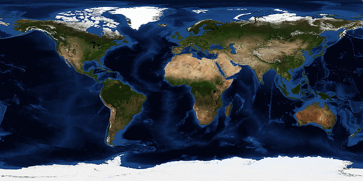 world map wallpaper, planet, Earth, continents, oceans, nature