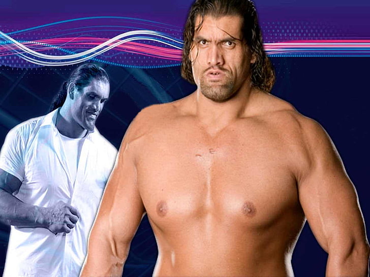 WWE The Great Khali, wwe champion, men, adult, shirtless, two people
