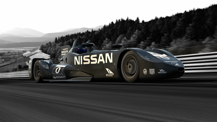 black Nissan sports car, Nissan Deltawing Le Mans, Gran Turismo 6, HD wallpaper