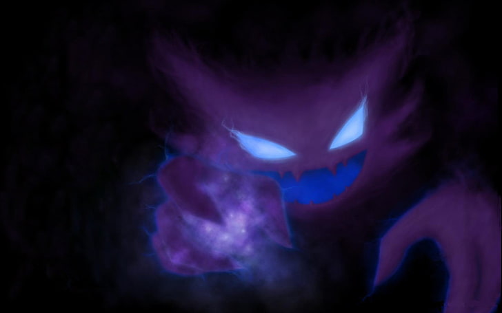 purple monster wallpaper, Haunter, Pokémon, one person, close-up