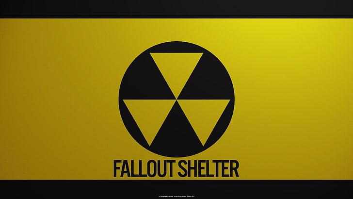 Fallout Shelter logo, yellow, communication, sign, no people