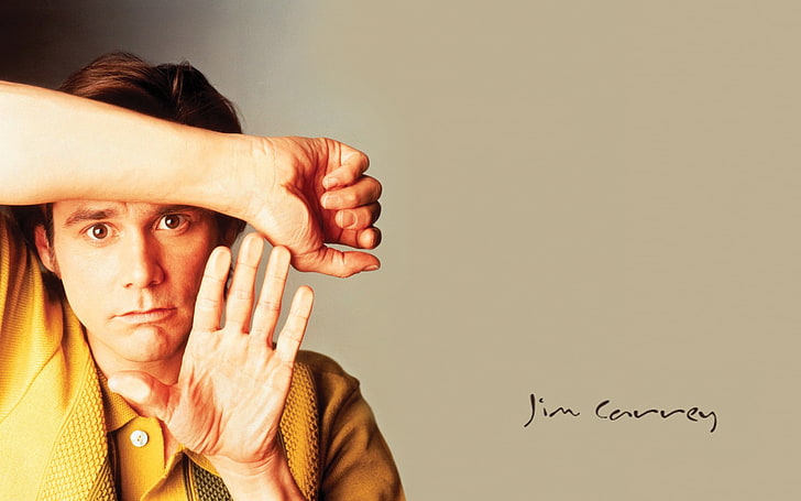 Jim Carrey, actor, men, portrait, hands, celebrity, headshot