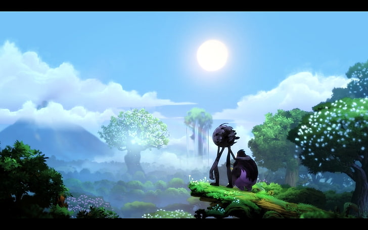 game digital wallpaper, Ori and the Blind Forest, sky, mist, grass