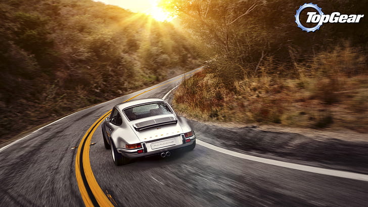 road, the sun, 911, Porsche, Top Gear, the best TV show, Singer, HD wallpaper