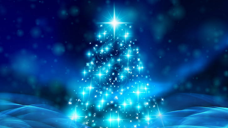 HD wallpaper: blue, christmas, christmas tree, stars, glow, shine, shining  | Wallpaper Flare