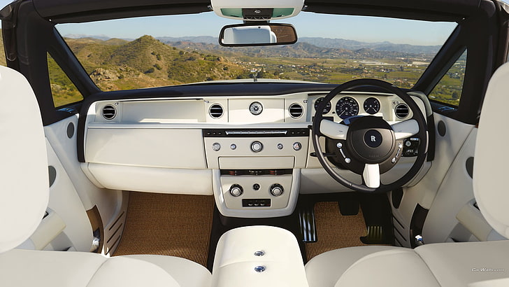 white and black car stereo, Rolls-Royce Phantom, mode of transportation, HD wallpaper