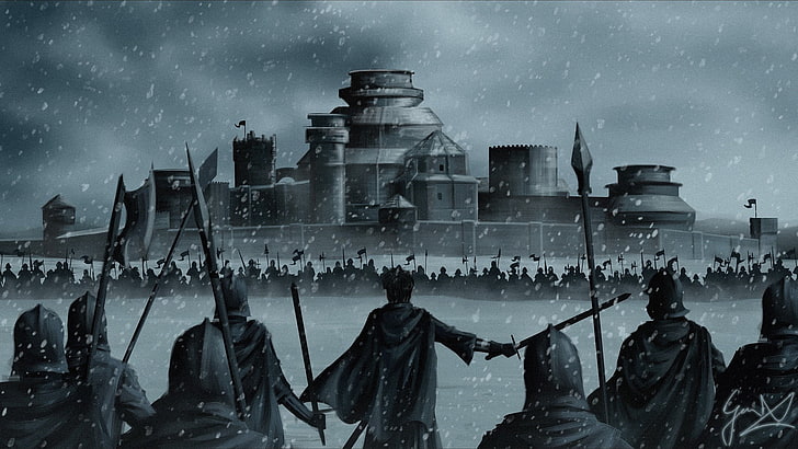 group of people at war illustration, Game of Thrones, Winterfell