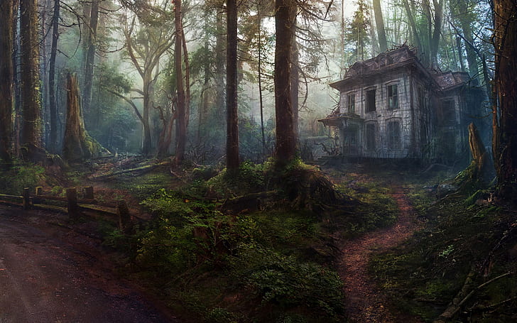Fantasy, House, Abandoned, Forest, Old