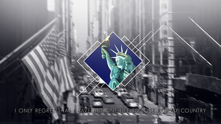 USA, patriotic, liberty, Statue of Liberty, American flag, no people, HD wallpaper