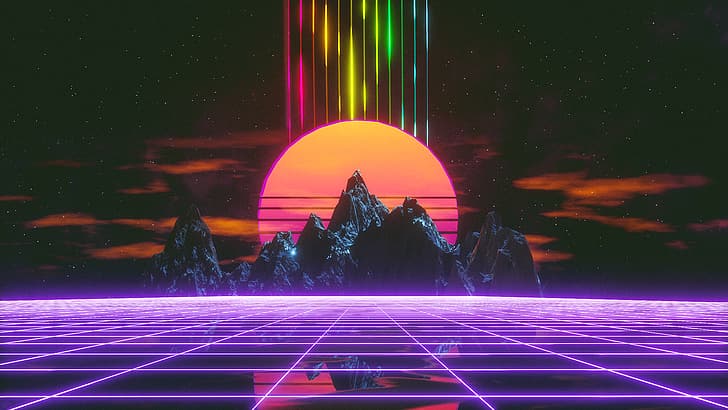 Synthwave Sun Mountains 4k HD Artist 4k Wallpapers Images Backgrounds  Photos and Pictures