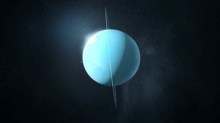 Uranus, blue and green planet illustration, fantasy, 2560x1440