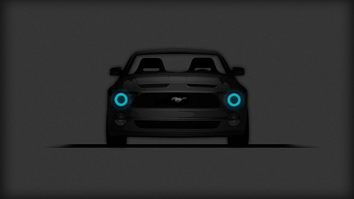 gray Ford Mustang, Ford Mustang GT, car, minimalism, muscle cars