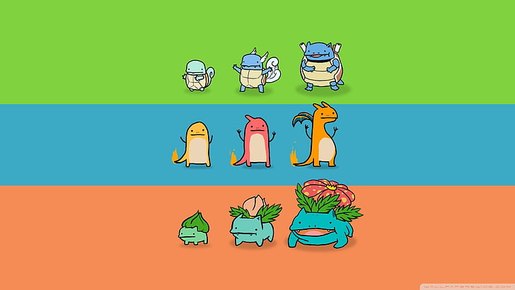 cartoon characters illustration, Pokémon, minimalism, colorful