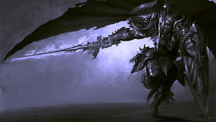 armored paladin with wing 3D wallpaper, artwork, knight, fantasy art, HD wallpaper