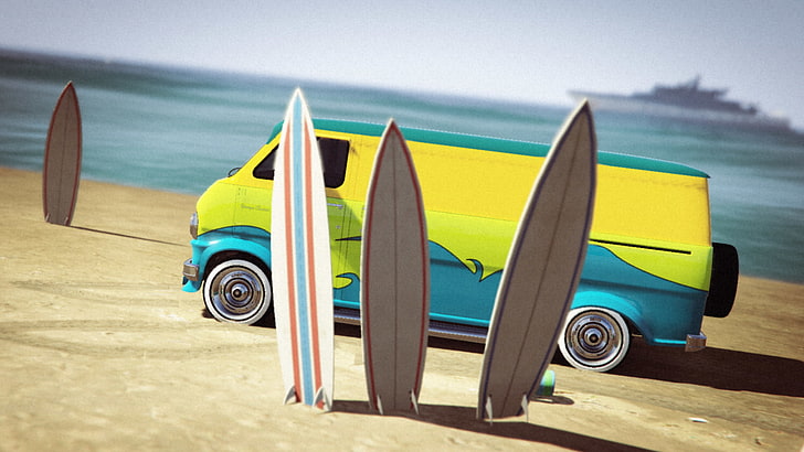 Grand Theft Auto V, Grand Theft Auto Online, vans, surfboards, HD wallpaper