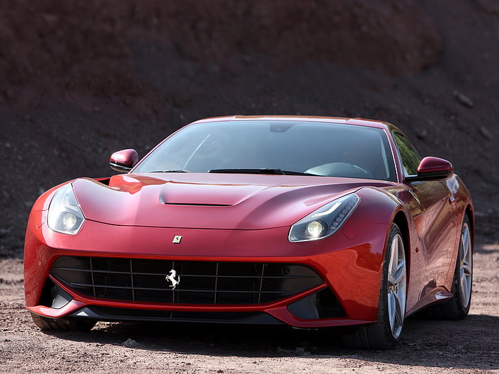 red Ferrari supercar, front view, berlinetta, F12, the ferrari f12, HD wallpaper