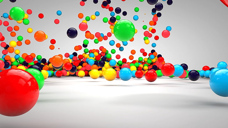 multicolored balls, fall, surface, colorful, multi Colored, fun, HD wallpaper