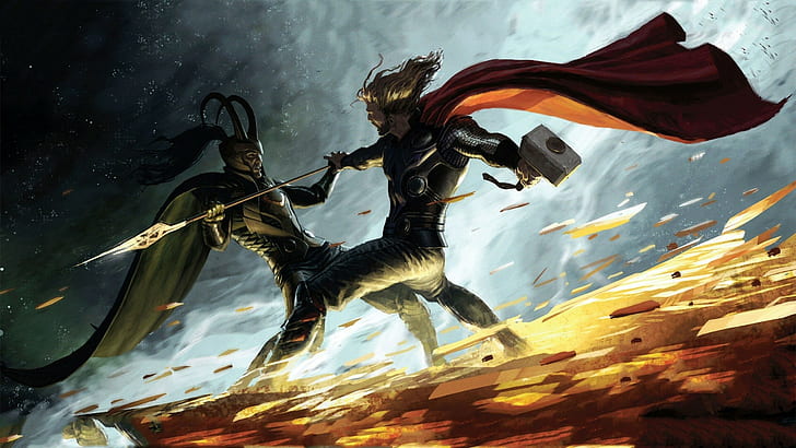 Thor, Loki, comics, Marvel Comics, HD wallpaper