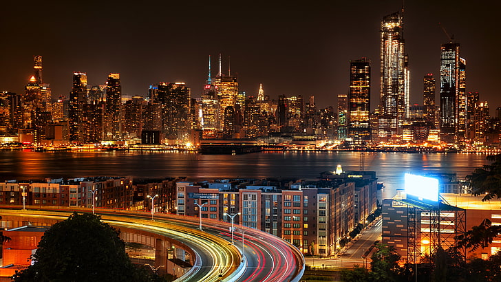 View Of Nyc From Nj, city, citylights, cityscape, long‑exposure, HD wallpaper