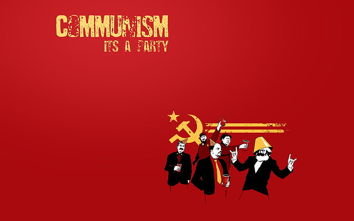 red background with text overlay, communism, Lenin, party, Karl Marx