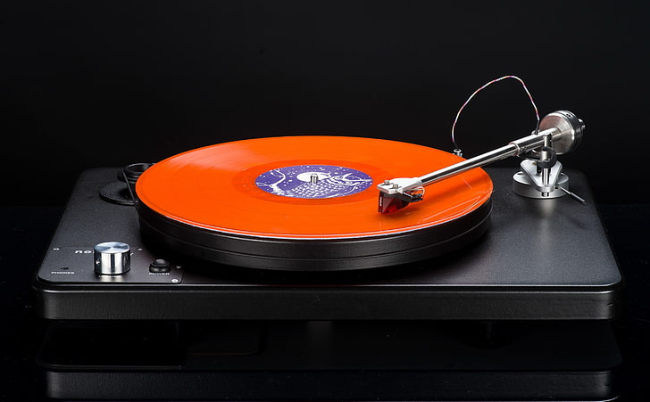 black vinyl player, music, turntables, record, technology, retro styled