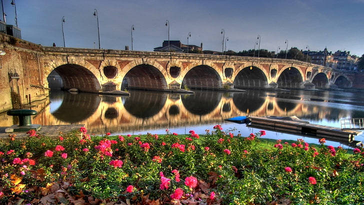 Toulouse, Pont-Neuf, Garonne, France, built structure, water, HD wallpaper
