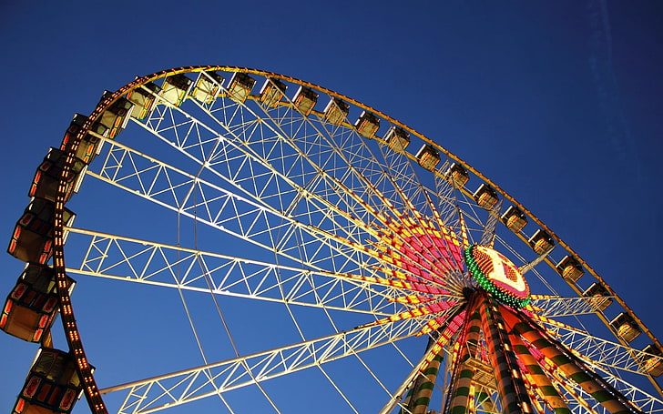 yellow Ferris wheel, germany, stuttgart, amusement Park Ride, HD wallpaper