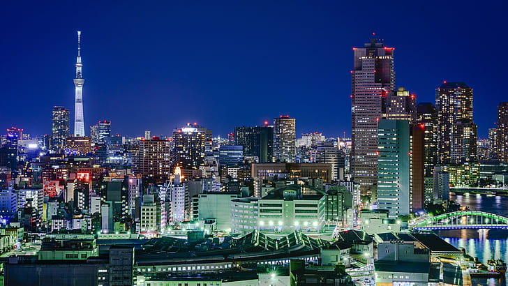 cities, japan, megapolis, night, skyscraper, tokyo