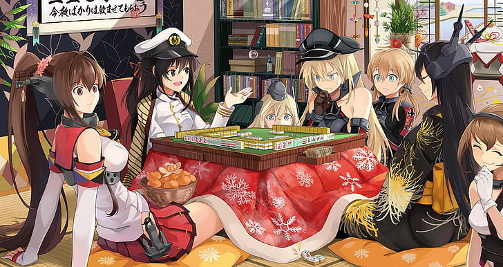 Bismarck (KanColle), Kantai Collection, Mutsu (KanColle), Nagato (KanColle), HD wallpaper