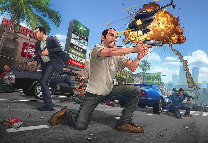 GTA wallpaper, Grand Theft Auto, Grand Theft Auto V, Artwork, HD wallpaper
