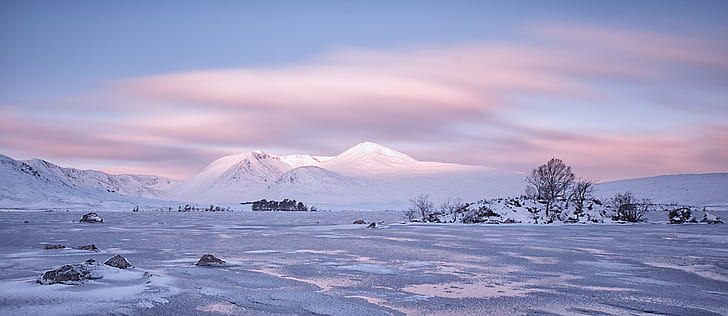 mountain covered with snow landscape digital wallpaper, Scotland
