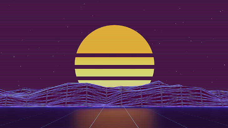 The sun, Music, Star, Background, Neon, 80's, Synth, Retrowave, HD wallpaper