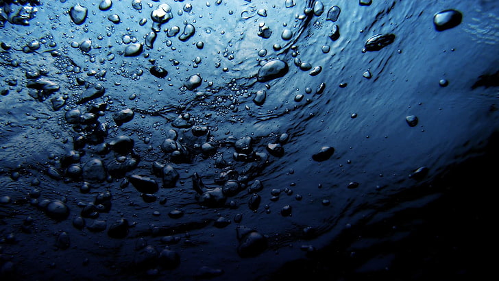 water, drop, droplets, bubble, bluish, macro photography, moisture, HD wallpaper