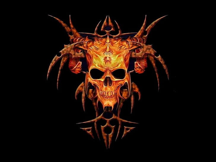 skull totem fire HD, skull illustration, abstract