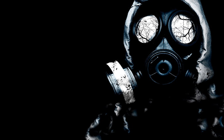 black gas mask illustration, background, costume, Stalker, pollution