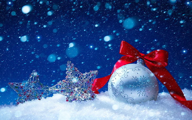 Christmas, Christmas ornaments, snow, winter, cold temperature, HD wallpaper