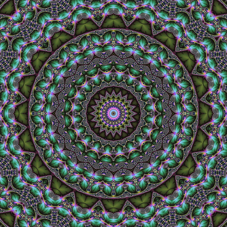 mandala, kaleidoscope, fractal, pattern, circles, abstract