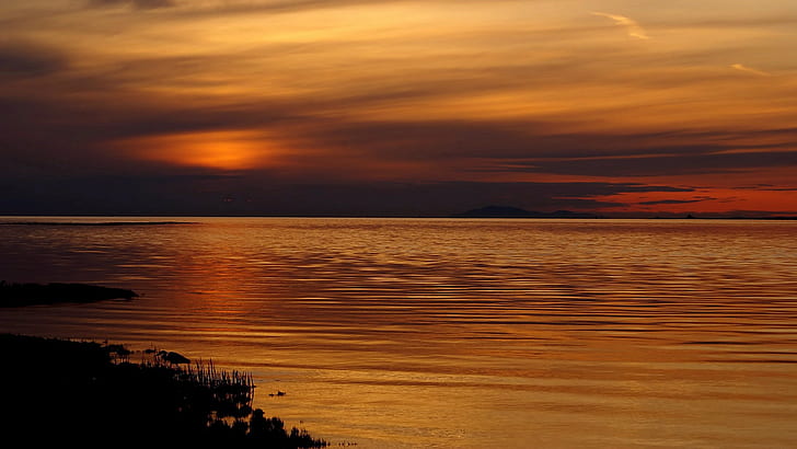 sunset, sea, sky, HD wallpaper