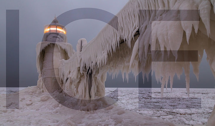 lighthouse, ice, nature, architecture, built structure, sky, HD wallpaper