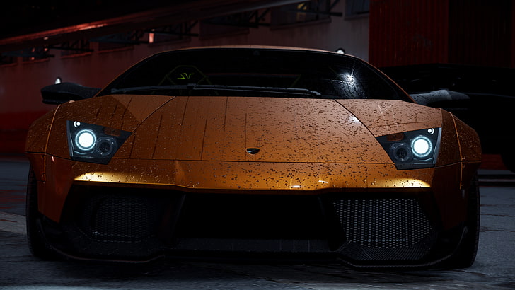 Need for Speed, Lamborghini, car, orange, video games, mode of transportation, HD wallpaper