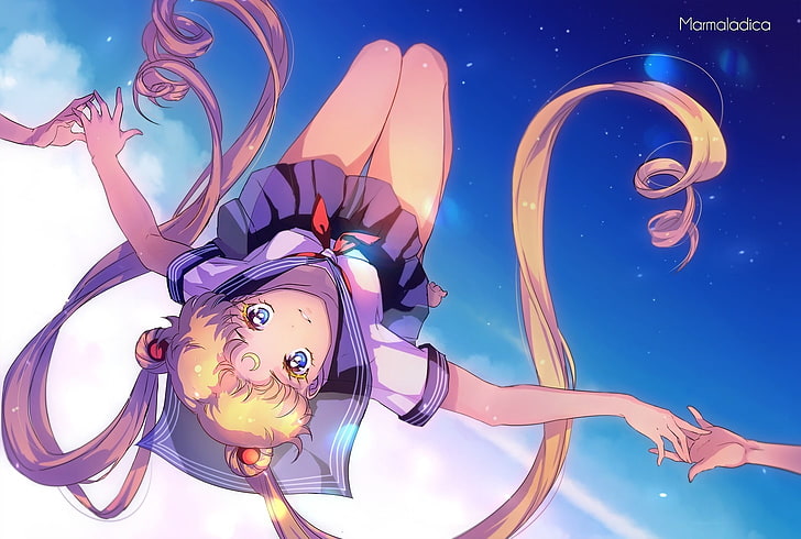 anime, girl, moon, sailor, tsukino, usagi, watermark, HD wallpaper