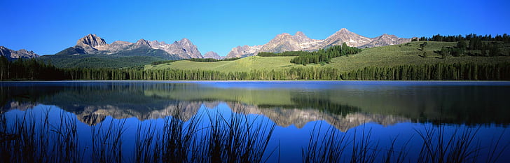 nature, landscape, reflection, lake, mountains, trees