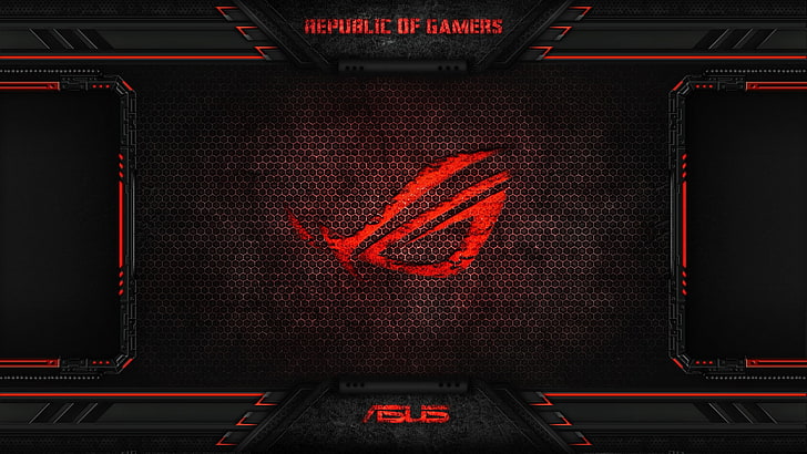 Asus Rog logo, red, game, technology, computer, data, internet, HD wallpaper