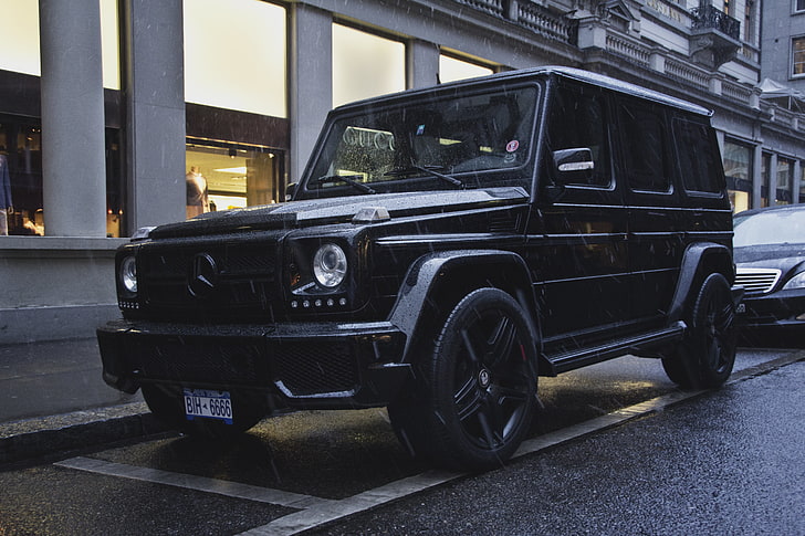 black Mercedes-Benz sport utility vehicle, tuning, jeep, AMG