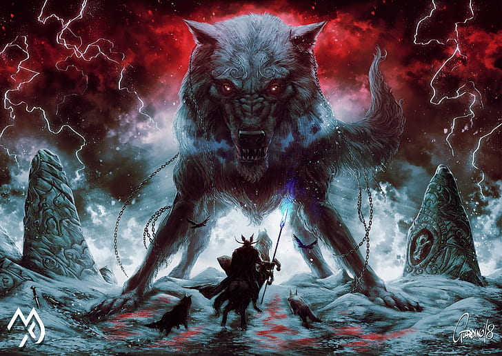 HD wallpaper: fantasy art, creature, artwork, Odin, Sleipnir ...
