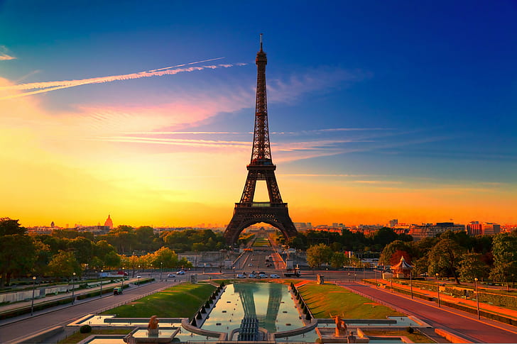 Paris, Eiffel Tower, sunlight, city, France, sky, cityscape